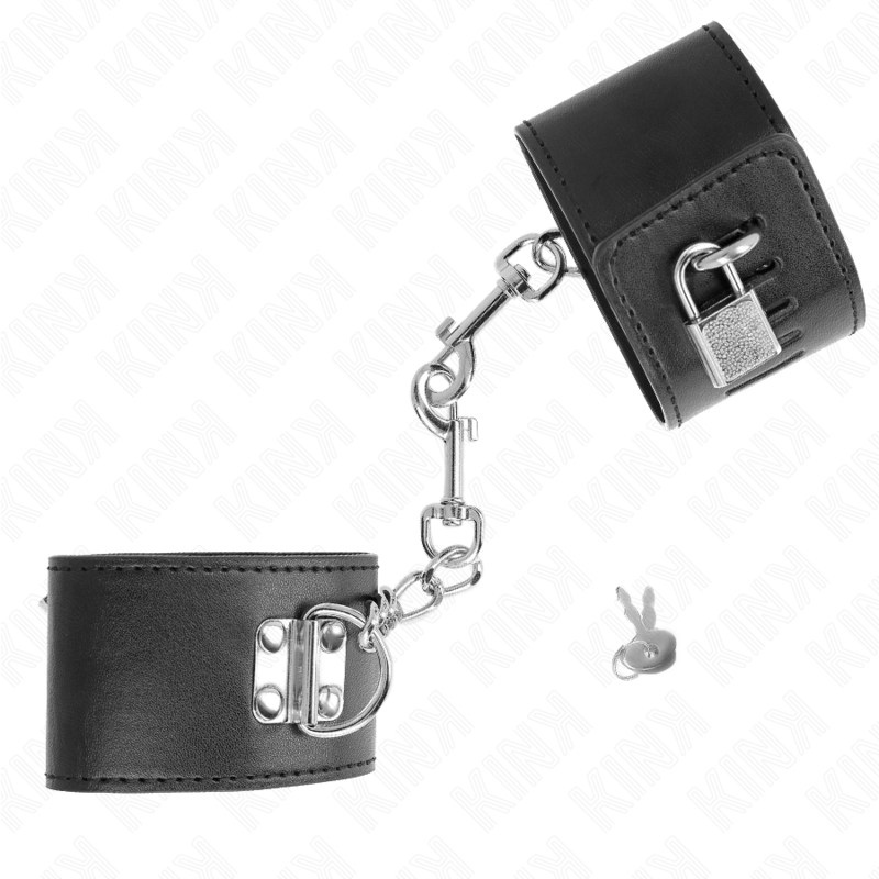 Menottes Cuir Appui-Poignets Cadenas Noir Ajustable - Kink - KINK WRIST RESTRAINT