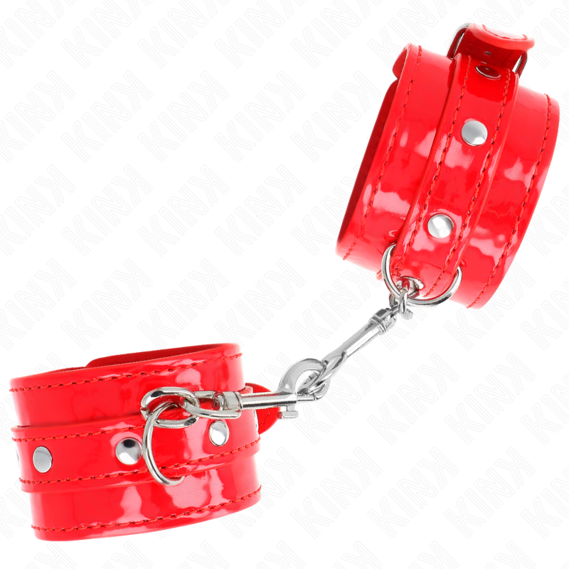 Manchettes BDSM Brillantes Rouges Ajustables 23-33cm - Kink - KINK WRIST RESTRAINT
