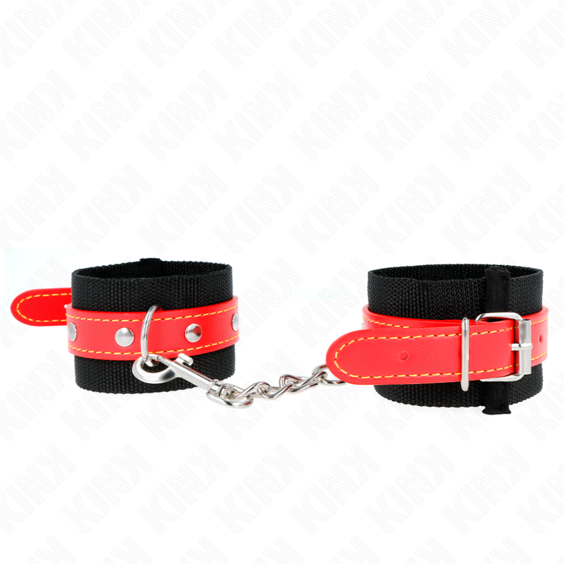 Menottes Nylon Poignets Réglables Noir Rouge - KINK - KINK WRIST RESTRAINT