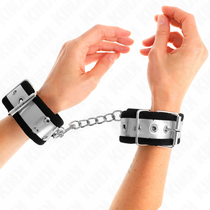 Appui-Poignets BDSM Fins Noir/Argent 30x4cm - KINK - KINK WRIST RESTRAINT