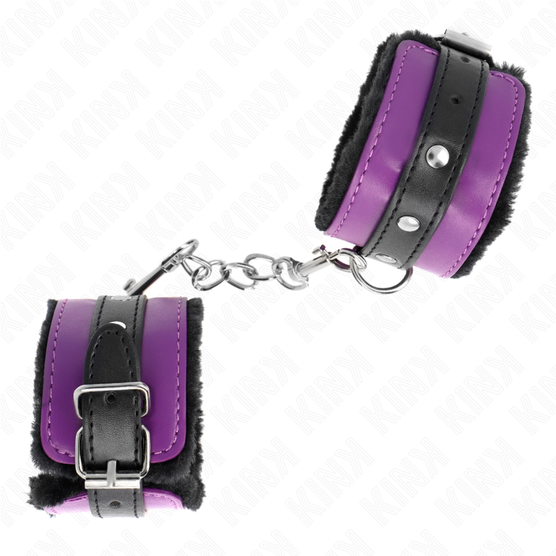 Menottes Rembourrées KINK Fourrure Premium Violet Noir - KINK - KINK WRIST RESTRAINT