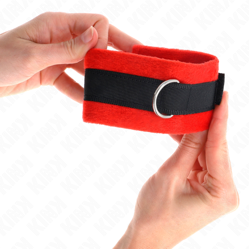 Manchettes BDSM Débutant en Fourrure Noir-Rouge - KINK - KINK WRIST RESTRAINT
