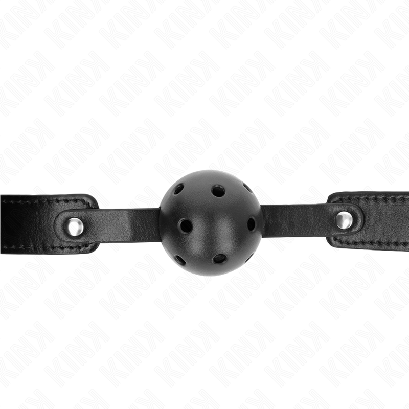 Balle de gag respirante noire 4,5 cm avec sangle 65 cm - Kink - KINK COLLAR & GAG