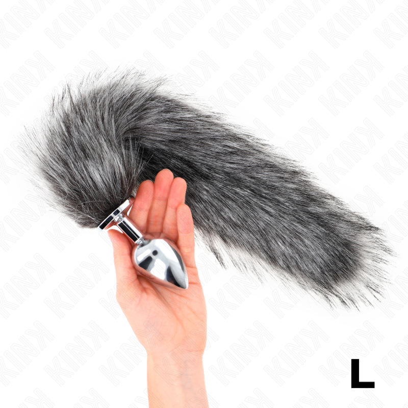 Plug Anal Queue de Renard Gris Synthétique 40 cm Taille L - KINK