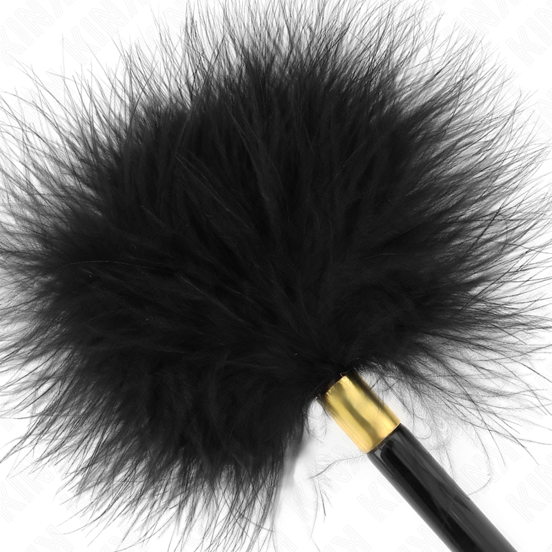 Plumeau BDSM Chatouilles Métal Doré Noir 18cm - KINK - KINK IMPACT & TOUCH