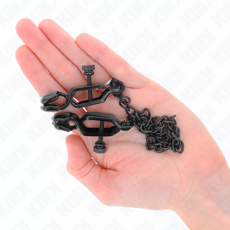 KINK – Pinces à tétons plates noires réglables avec chaîne
