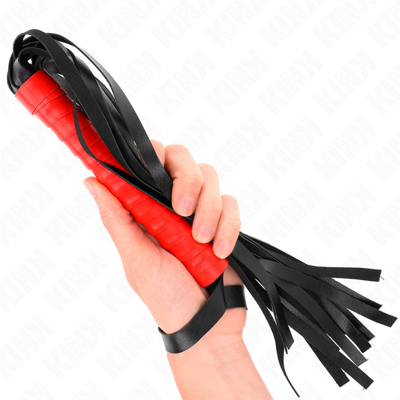 KINK - Mini Fouet BDSM Rouge avec Lanière de sécurité - 50 cm