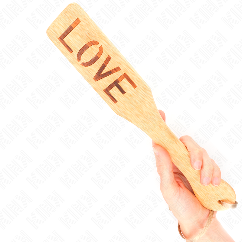 KINK - Paddle BDSM en Bambou avec Inscription "Love" - 32 cm