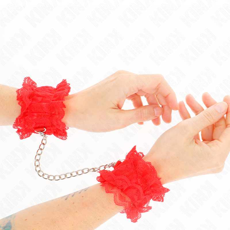 Menottes Attache-Poignets Élastiques Dentelle Rouge - KINK - KINK WRIST RESTRAINT