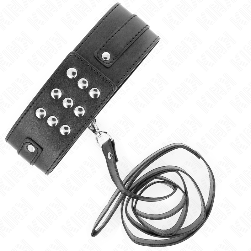 Collier BDSM avec Laisse 116cm Réglable Noir - KINK - KINK COLLAR & GAG