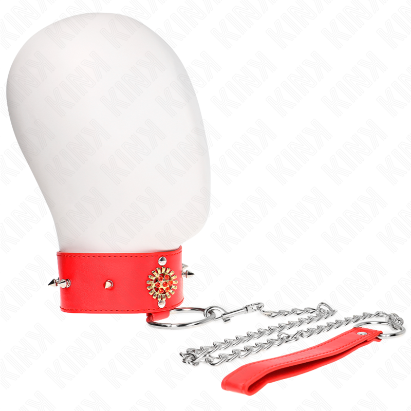 Collier BDSM Diamants Rouges avec Laisse 65cm - KINK - KINK COLLAR & GAG