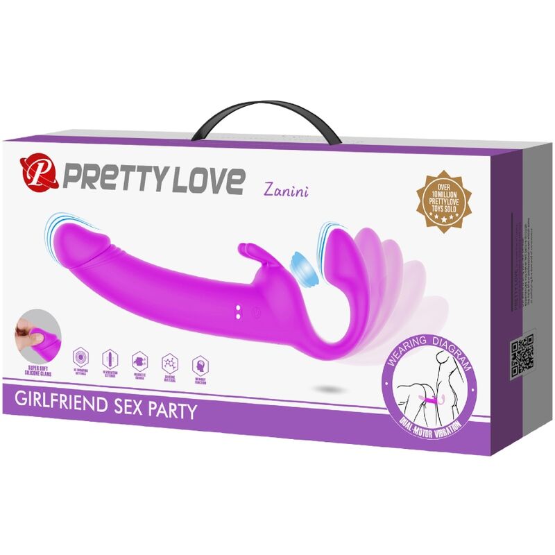 Gode-ceinture Sans Harnais Zanini Violet - Pretty Love