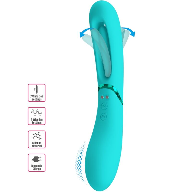 Stimulateur double fonction Lexie 7 vibrations bleu - Romance - ROMANCE