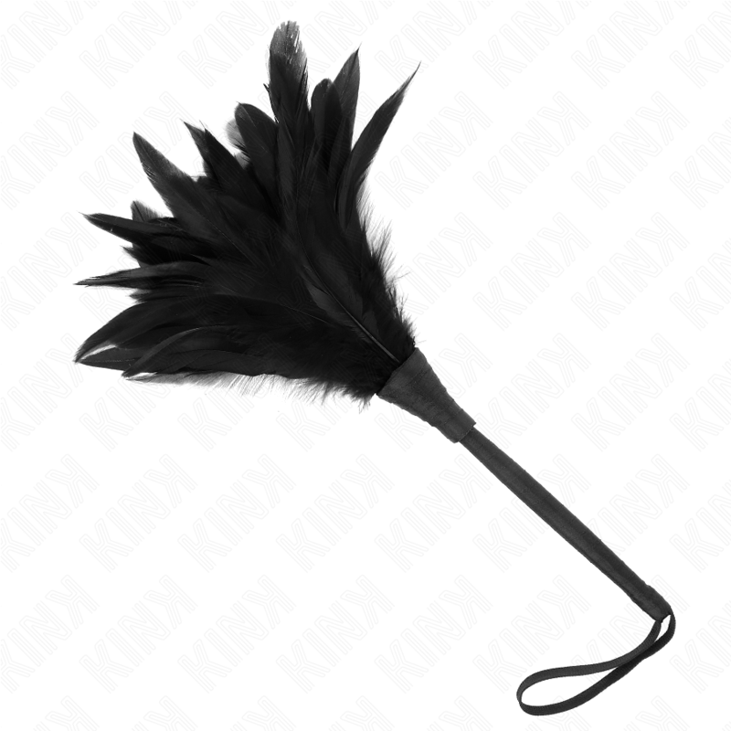 Plumeau BDSM Plumes de Poulet Tickle Corne Noire 36cm - Kink - KINK IMPACT & TOUCH