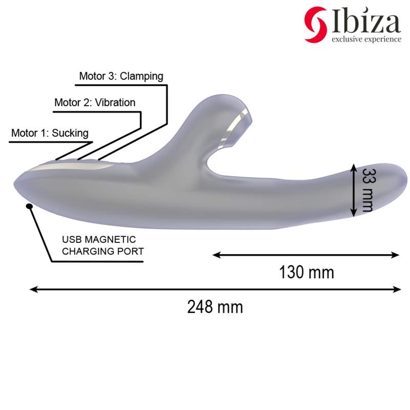 Vibrateur Double Stimulation Ibiza Double Clamping Noir - Ibiza
