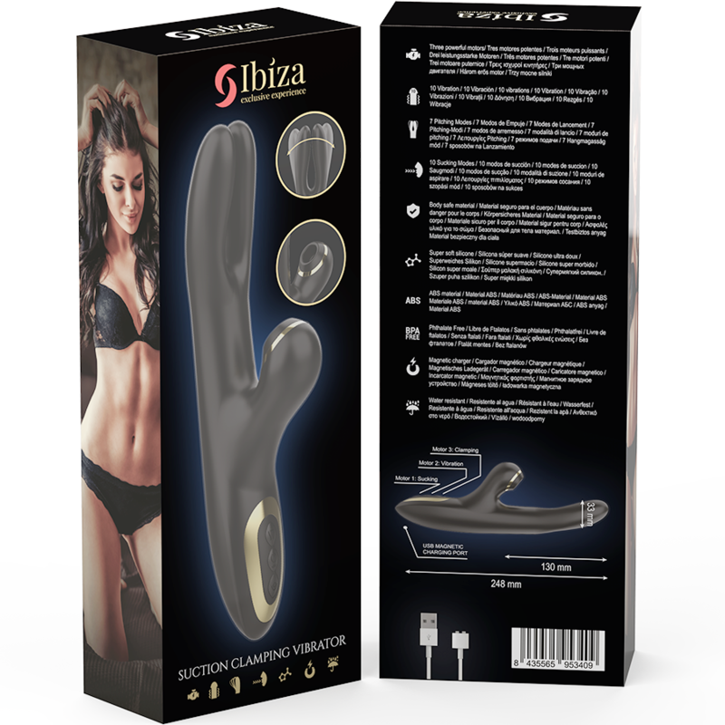 Vibrateur Double Stimulation Ibiza Double Clamping Noir - Ibiza