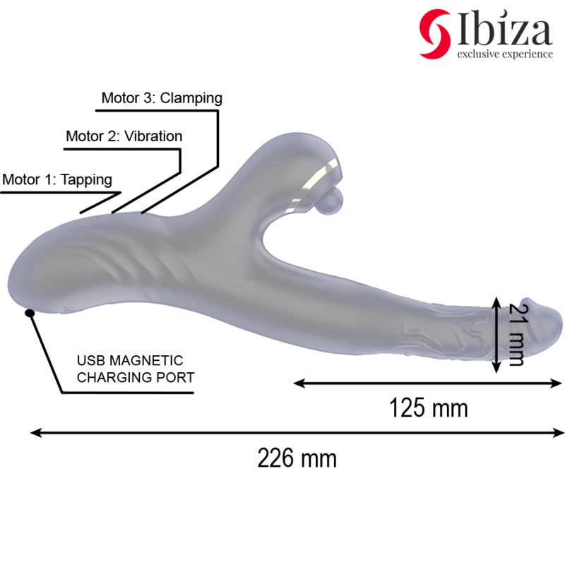 Vibromasseur Two Dragons Double Stimulation Noir - Ibiza