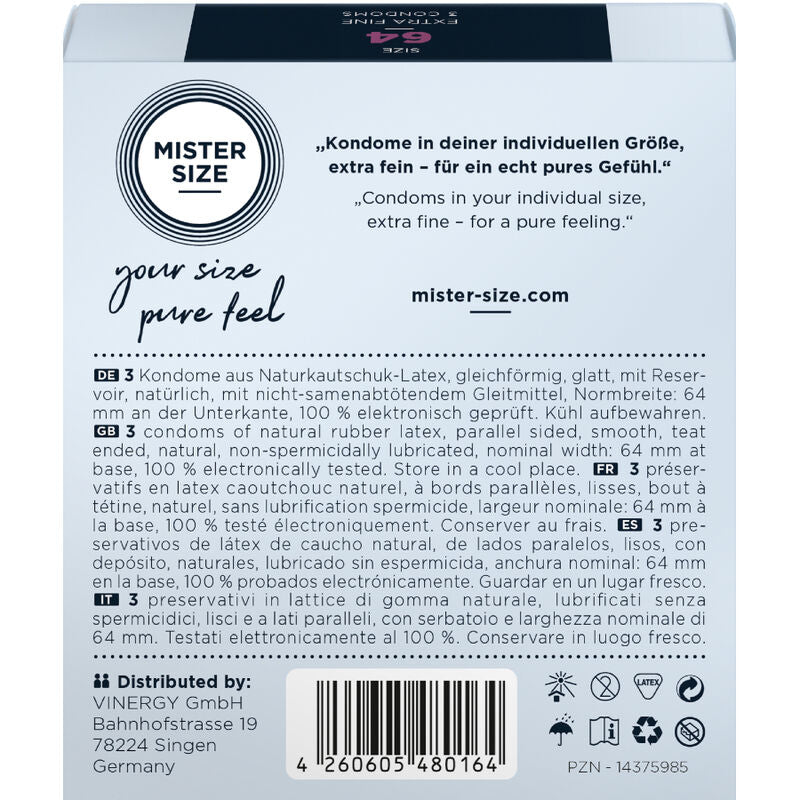 Mister Size – Préservatifs Grande Taille XXL 64 mm Ultra Confort – 3 unités