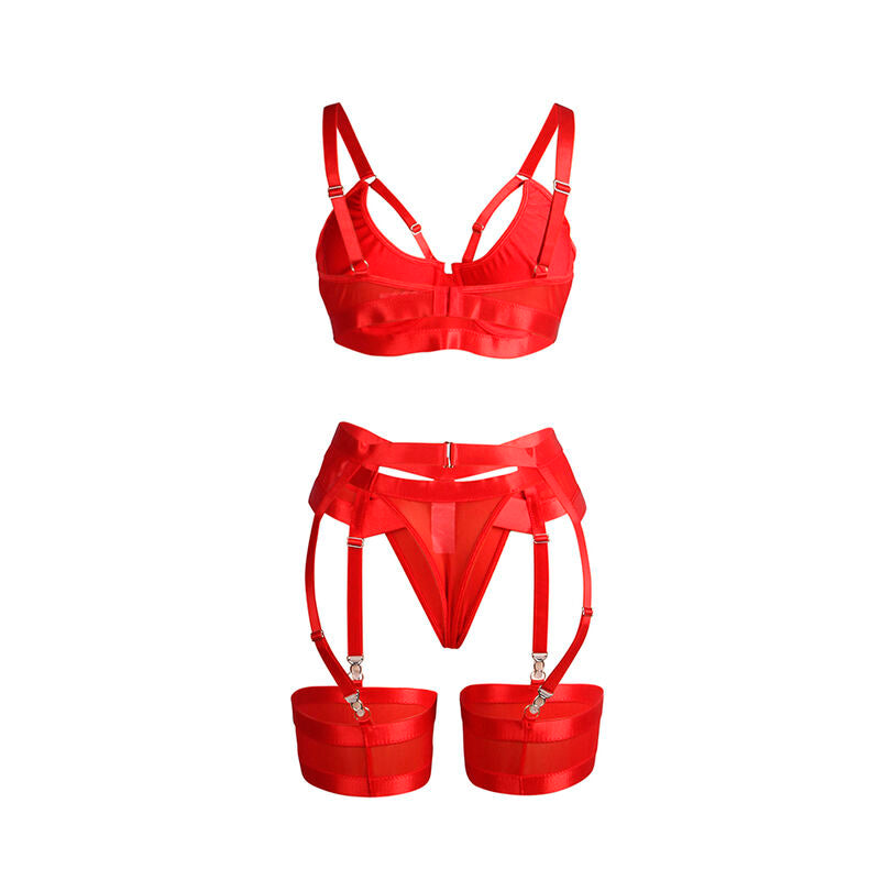 Ensemble lingerie bondage rouge avec jarretelles S/M - Subblime - SUBBLIME SETS