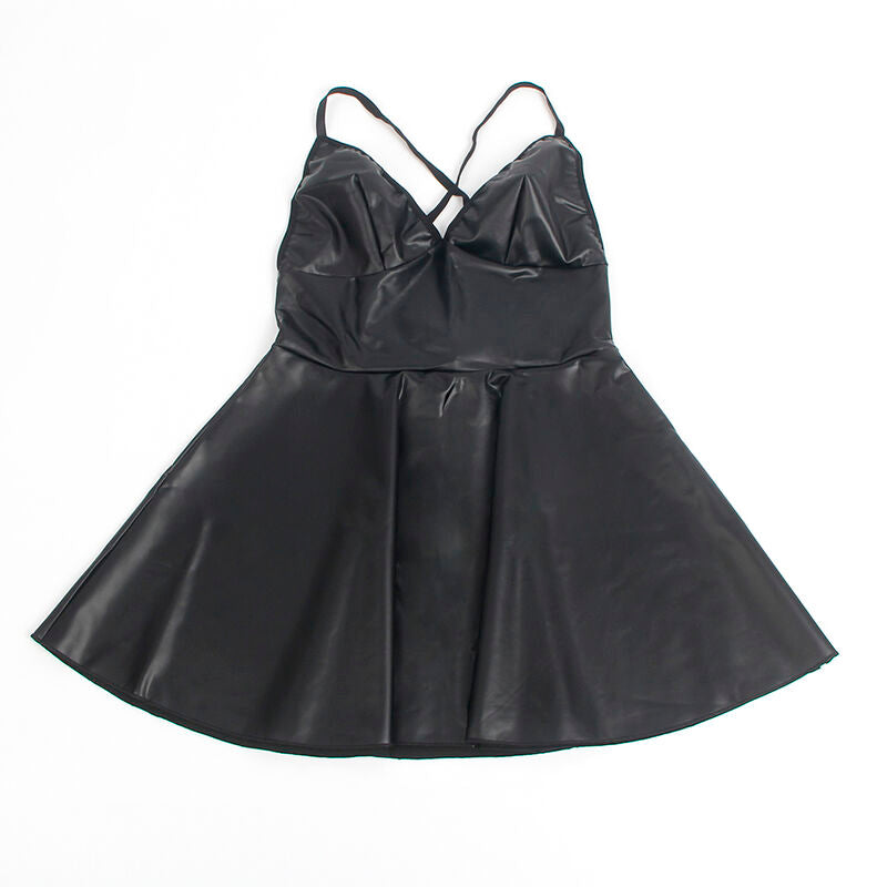 Robe à bretelles en cuir PU noir S/M - Subblime - SUBBLIME DRESSES