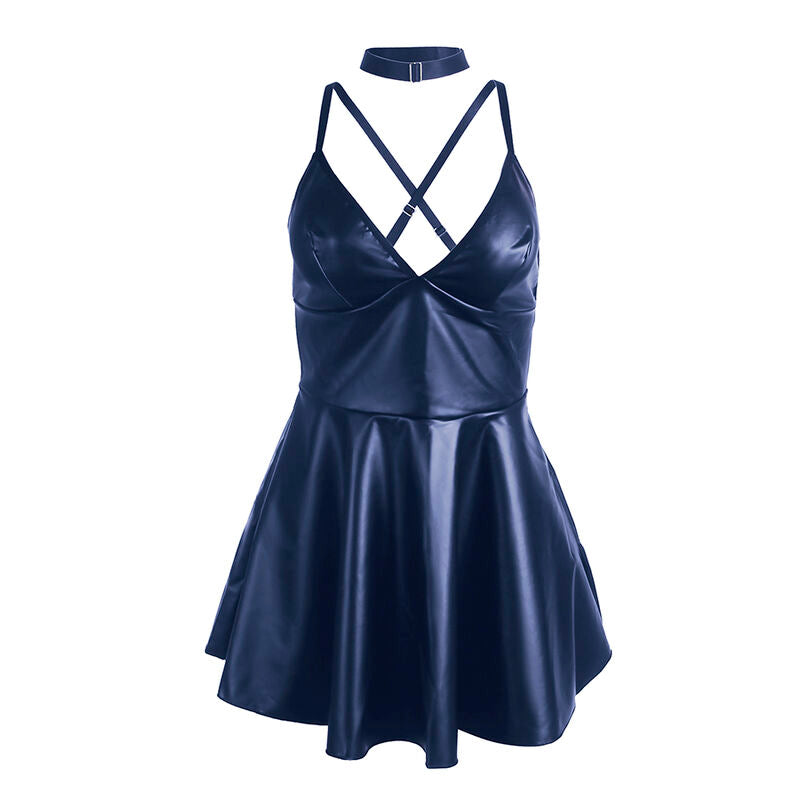 Robe à bretelles en cuir PU bleue taille S/M - Subblime - SUBBLIME DRESSES