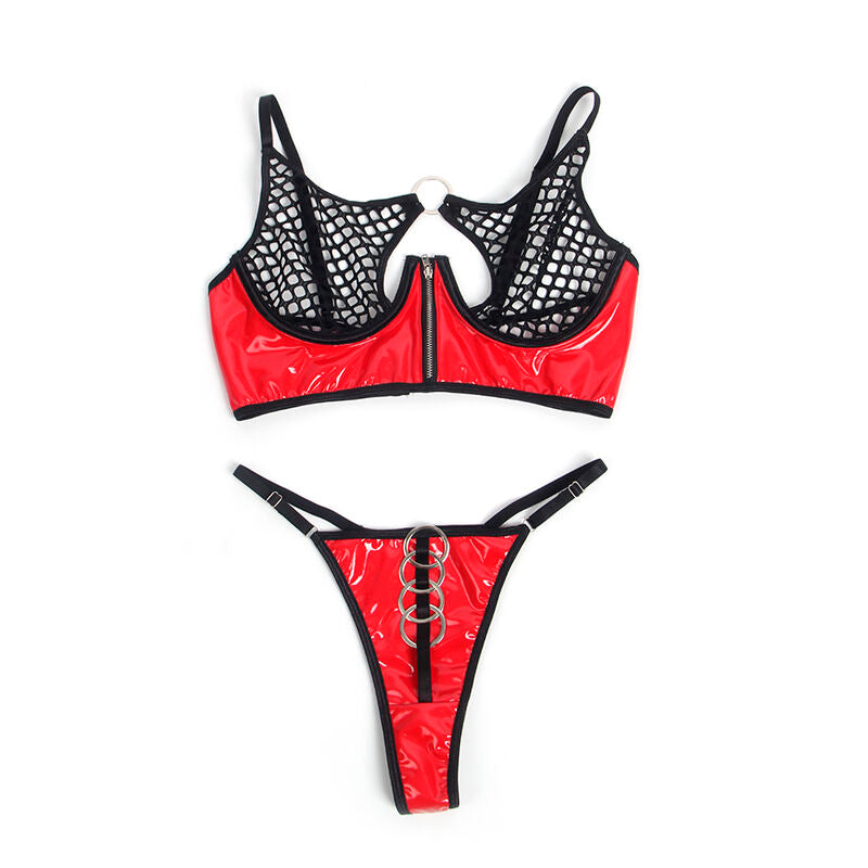 Ensemble lingerie similicuir brillant rouge S/M - Subblime - SUBBLIME SETS