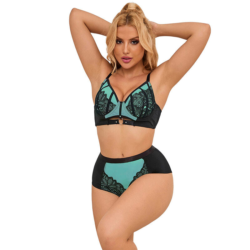 Ensemble lingerie cuir verni vert zippé S/M - Subblime - SUBBLIME SETS