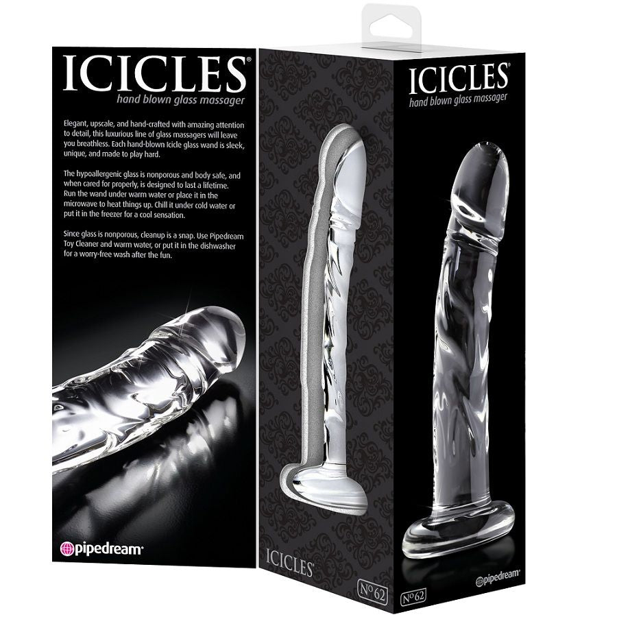 Gode en Verre Nº66 Forme Pénis Incurvé - Icicles
