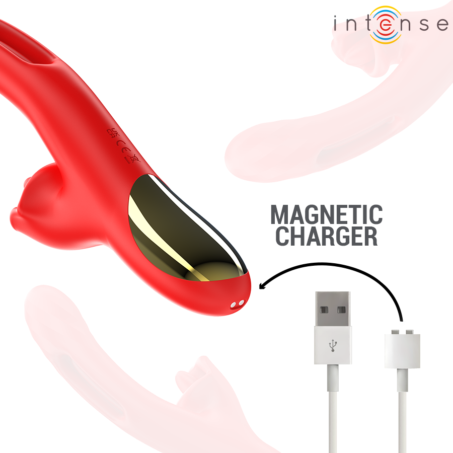 Vibromasseur Jessica Multifonction Rouge 24,8cm - Intense