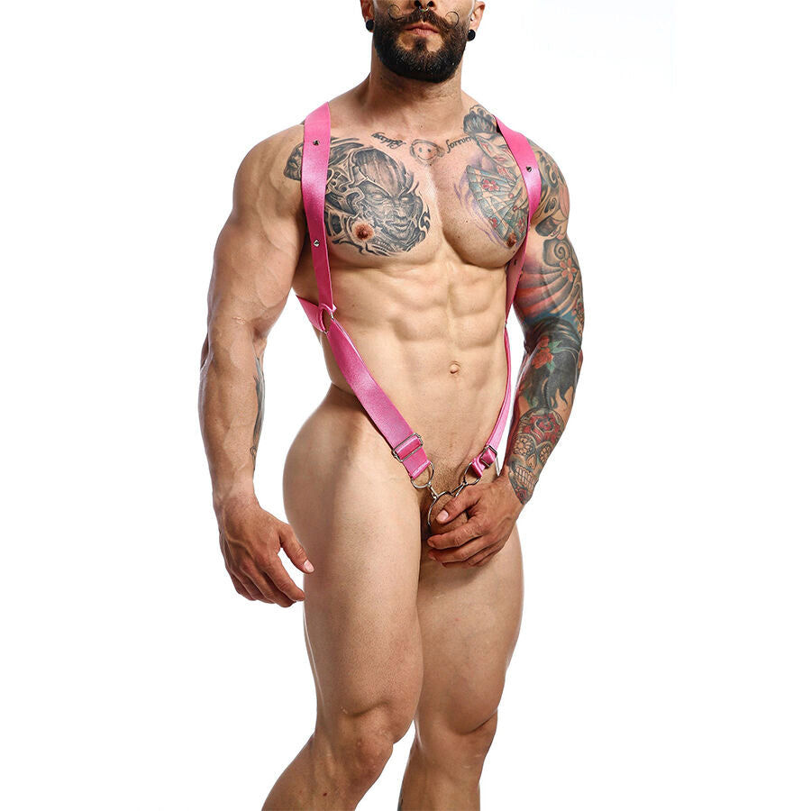 Harnais Homme Croisé dans le Dos Dngeon Rose - MaleBasics - MOB