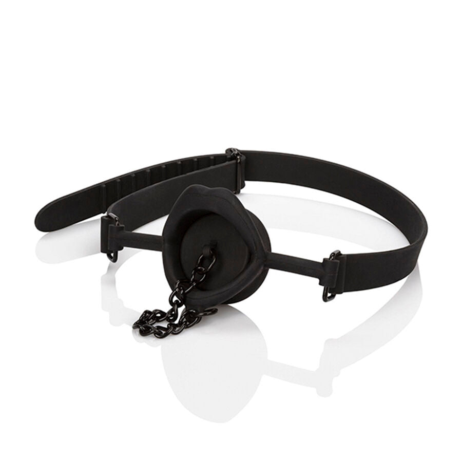 Bâillon Scandal avec Plug en Silicone Noir - CalExotics
