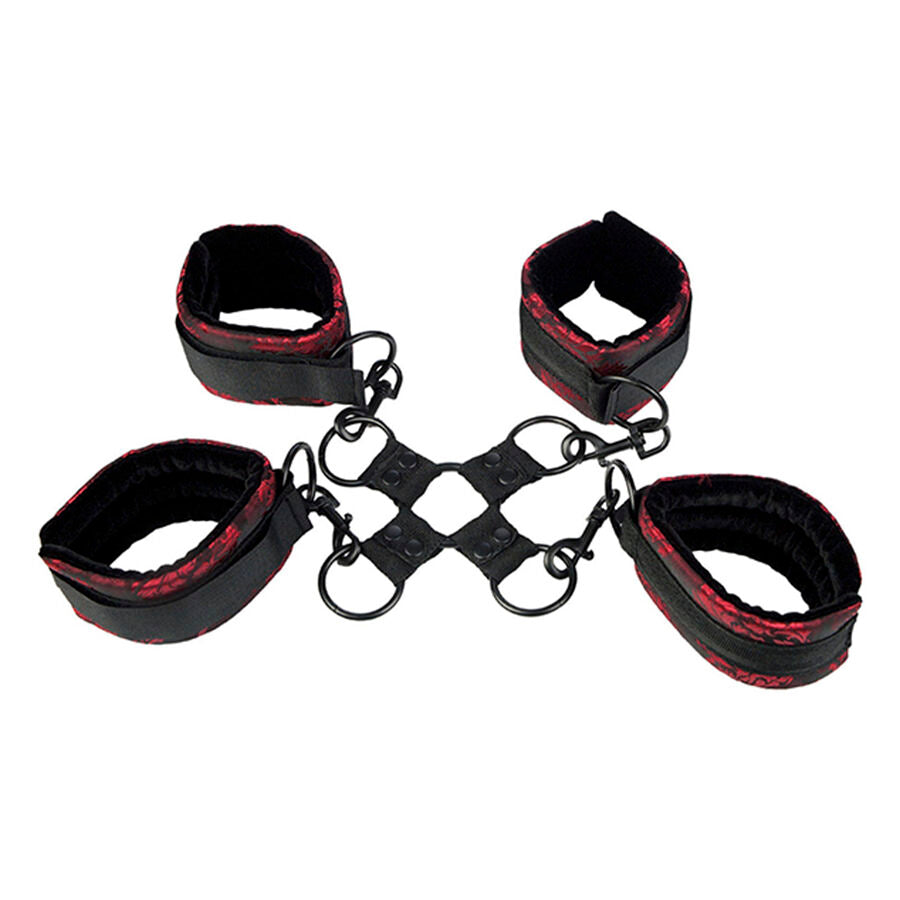 Menottes Hog Tie Scandal Rouge et Noir - CalExotics
