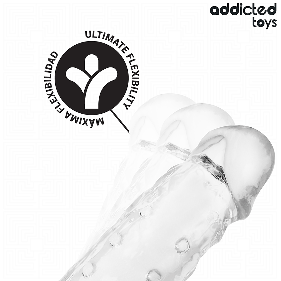 Gaine Pénis Transparente Taille M 27 cm - Addicted Toys
