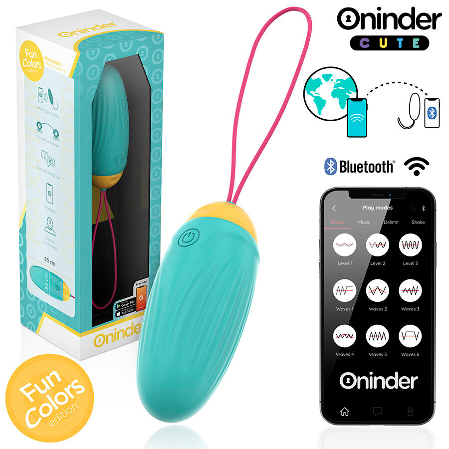 Oninder – Œuf vibrant Connecté et Rotatif en Silicone – Bleu