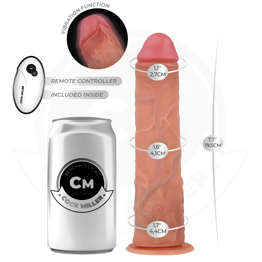 Gode Réaliste Vibrant Cock Miller 19,5cm Télécommandé