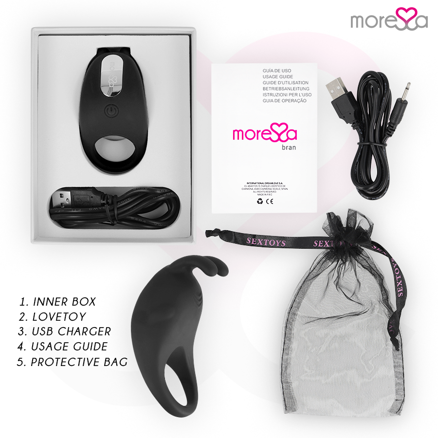 Anneau vibrant Brad premium en silicone rechargeable noir - Moressa - MORESSA