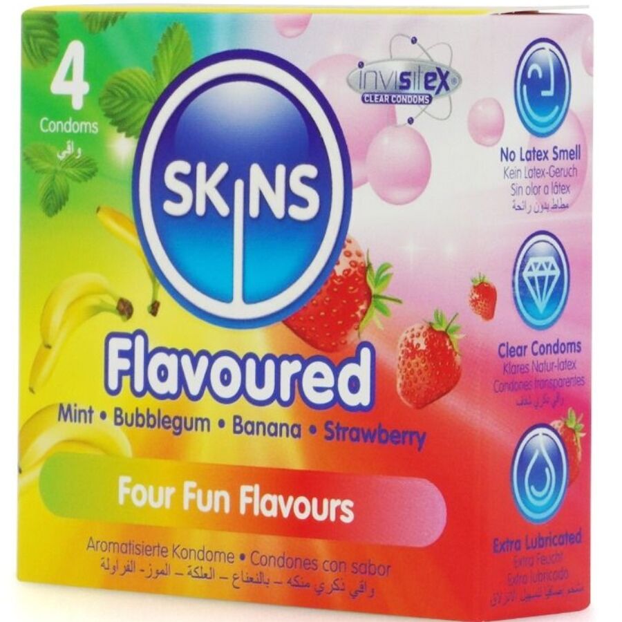 Préservatifs aromatisés Skins Flavored pack 4 saveurs - Skins - SKINS