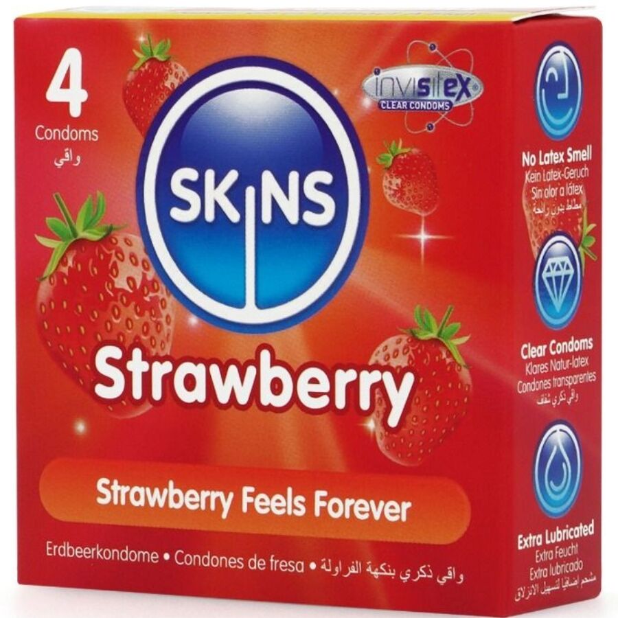 Préservatifs Premium Fraise Pack de 4 - Skins - SKINS