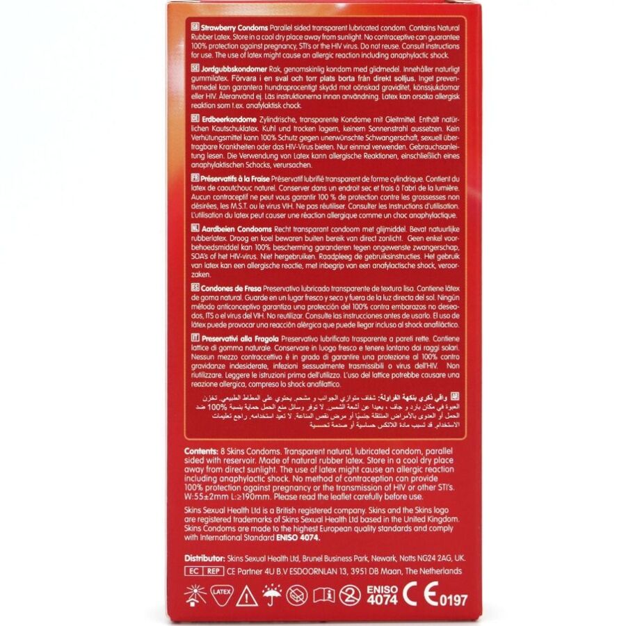 Préservatifs Saveur Fraise Pack 8 Premium - Skins - SKINS