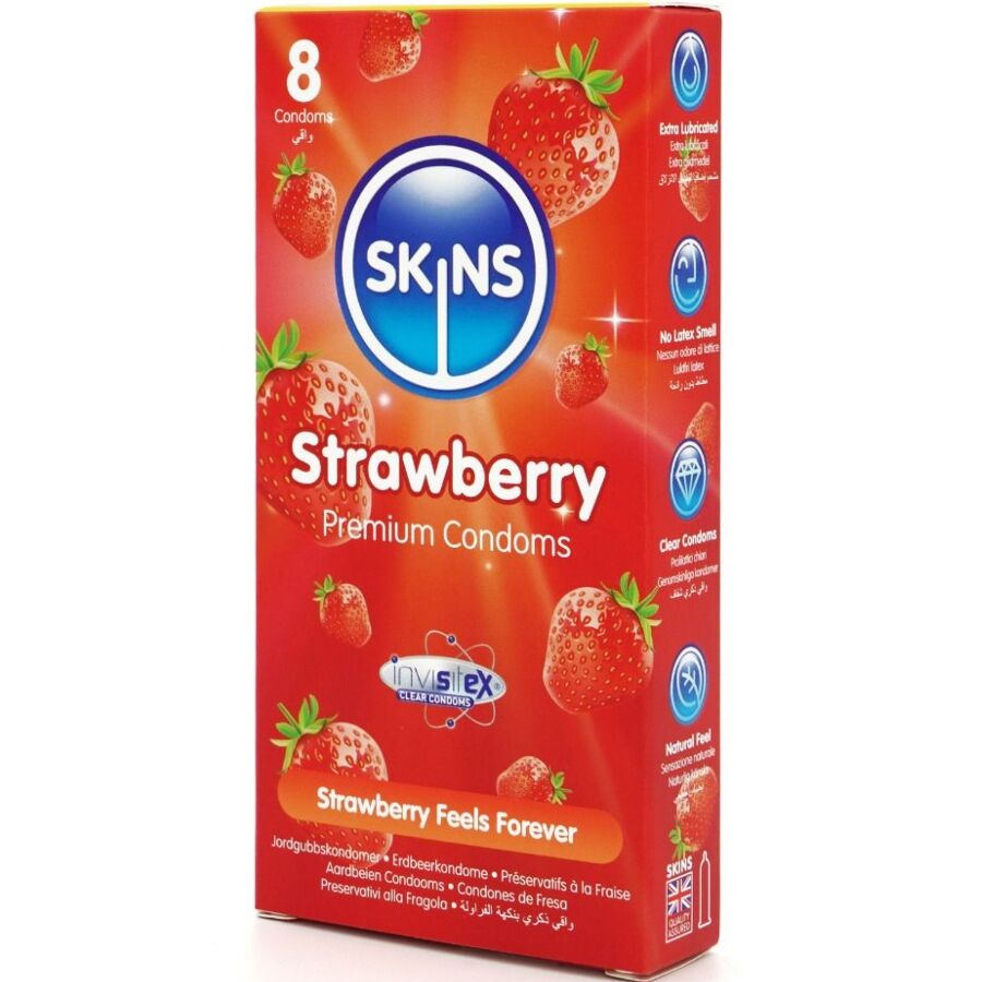 Préservatifs Saveur Fraise Pack 8 Premium - Skins - SKINS