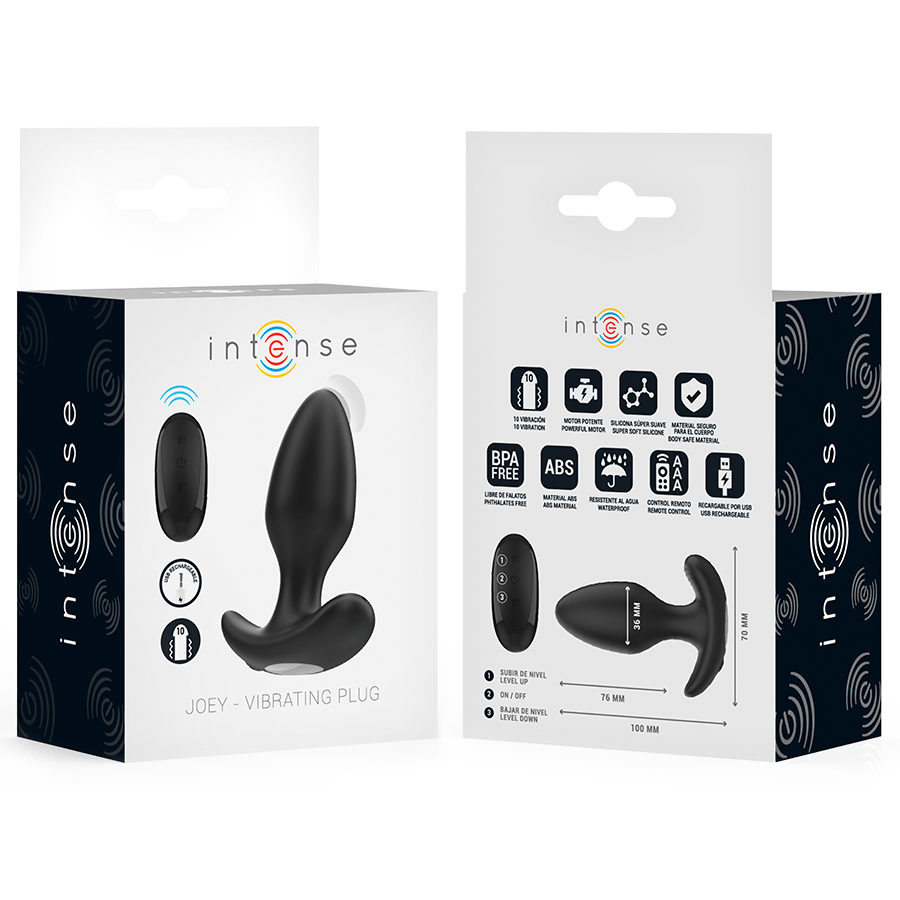 Plug Anal Vibrant Joey 10 Modes Noir Télécommande - Intense