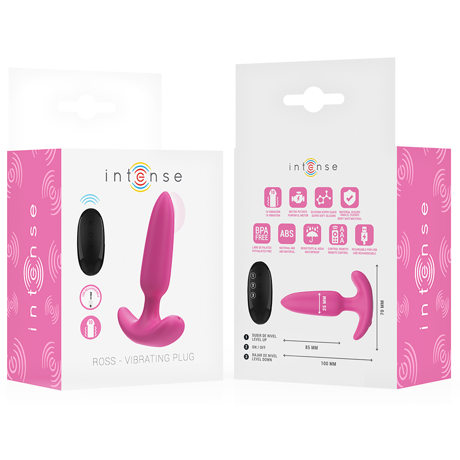 Plug Anal Vibrant Ross 10 Modes Télécommandé Rose - Intense