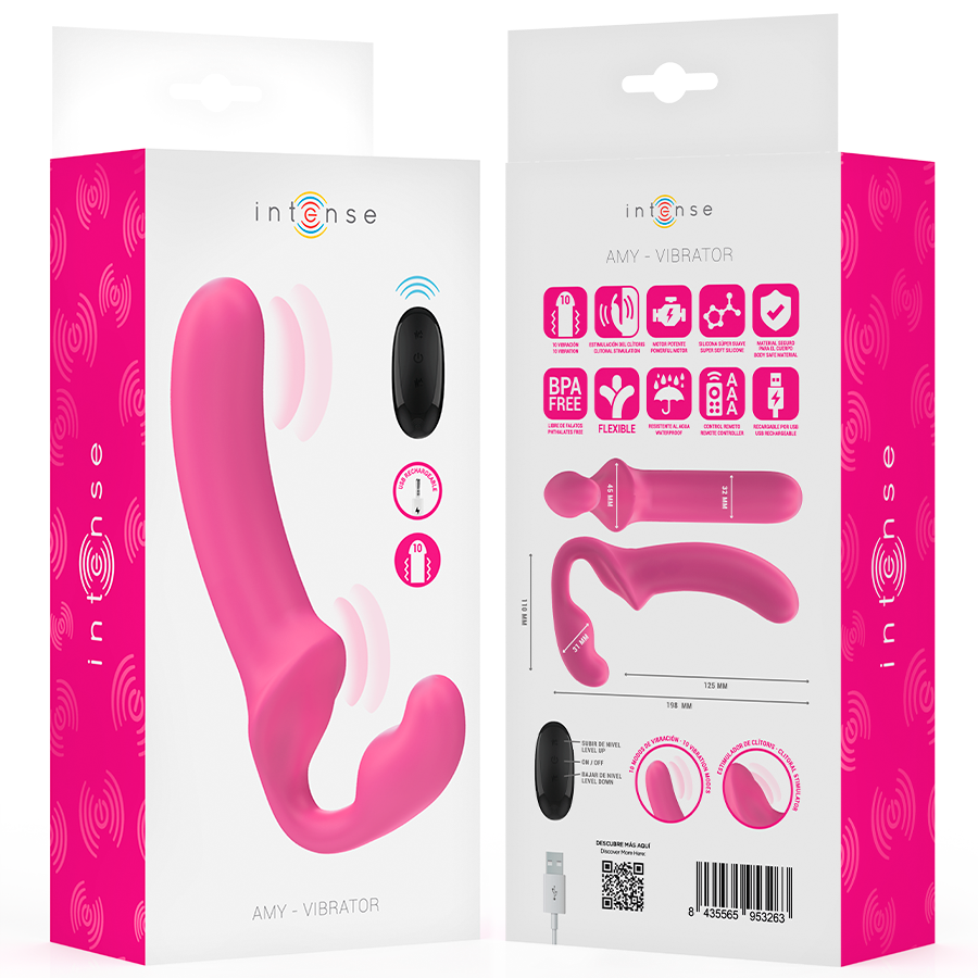 Vibromasseur Double Amy Rose 20cm avec Télécommande - Intense