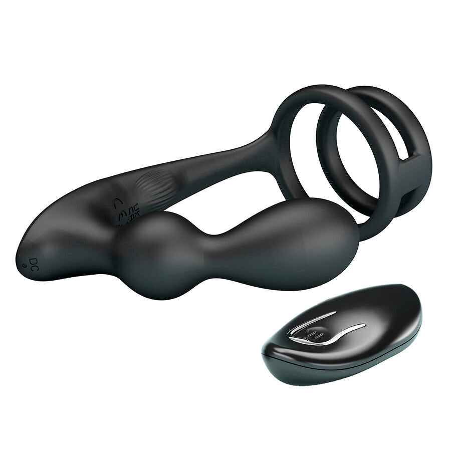 Anneau Pénien Vibrant avec Plug Anal Mr Play Noir - Mr Play