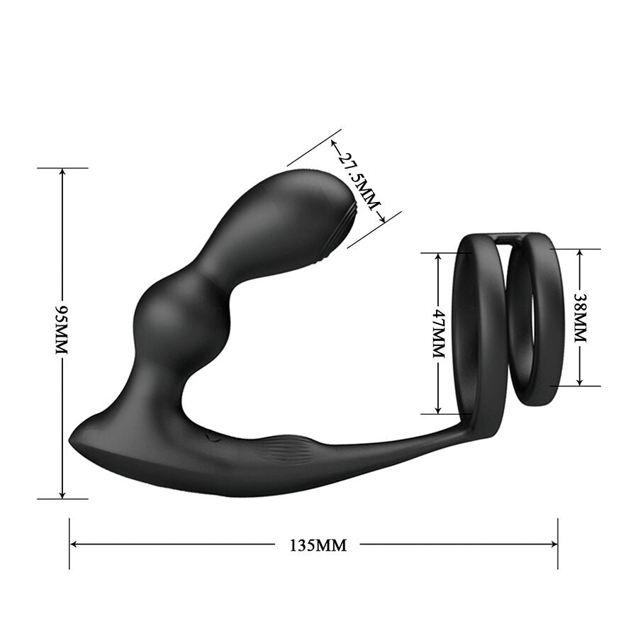 Anneau Pénien Vibrant avec Plug Anal Mr Play Noir - Mr Play