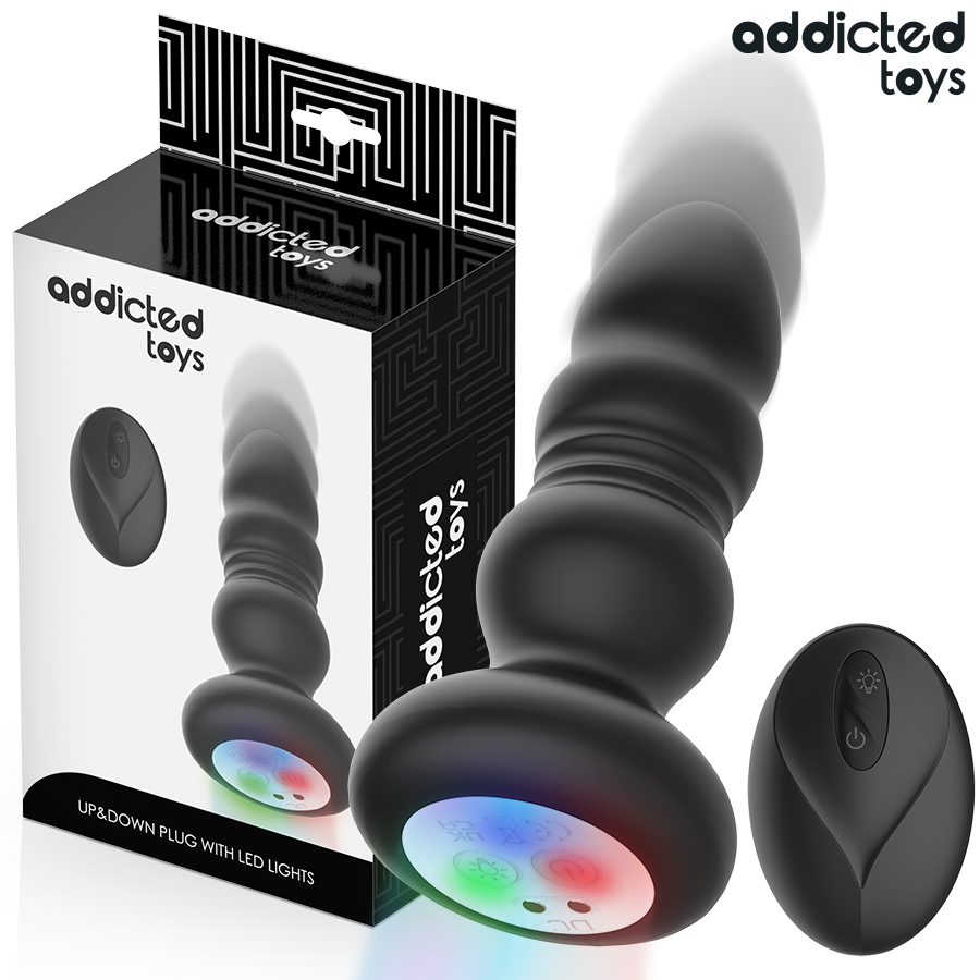 Plug Anal Vibrant Rotatif Lumineux Noir - Addicted Toys