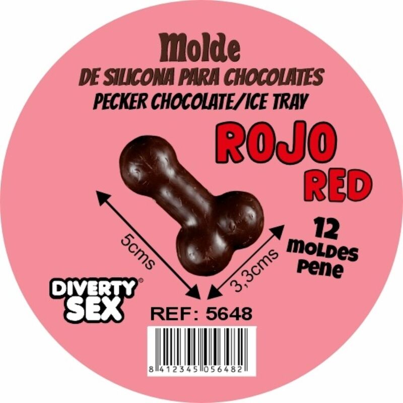 Moule à Chocolat 12 Pénis en Silicone Rouge - Diablo Picante