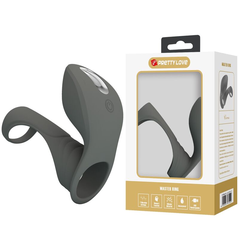 PRETTY LOVE - ANNEAU VIBRANT RECHARGEABLE AVEC DOUBLE STIMULATEUR