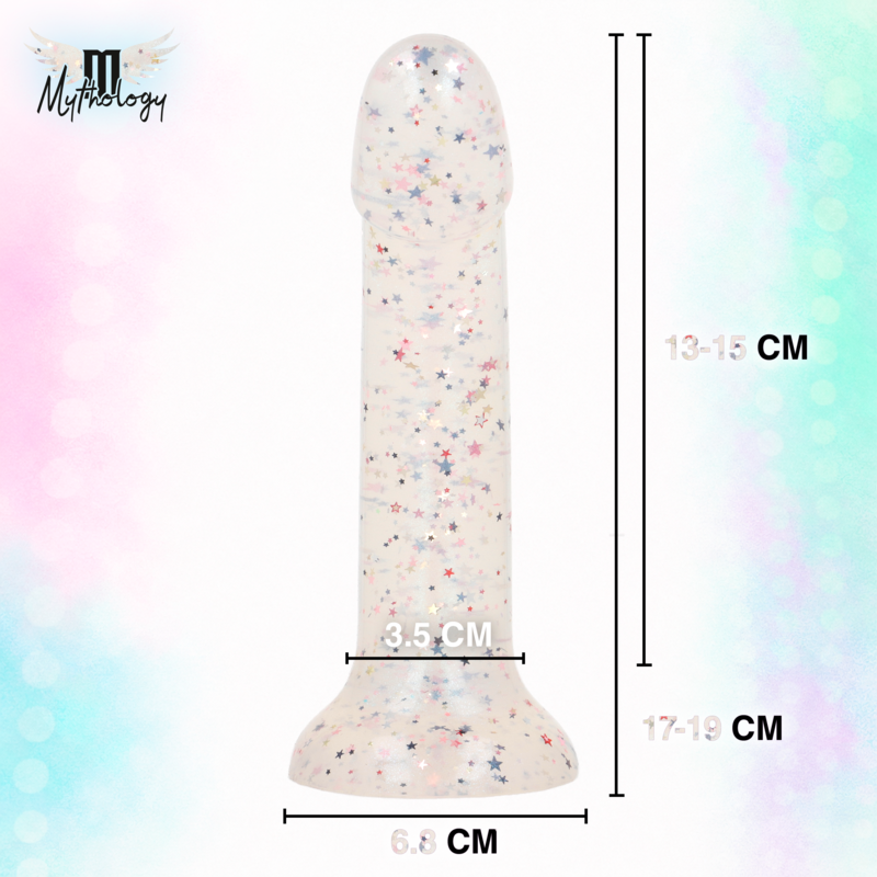 MYTHOLOGY - LYRA 1 GODEMICHET EN SILICONE AVEC VENTOUSE 19 CM -Ø- 3,3 CM FUCHSIA CONFETTI