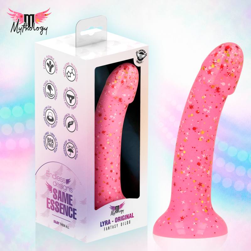 MYTHOLOGY - LYRA 6 GODEMICHET EN SILICONE 17 CM Ø 3,6 CM ROSE ROUGE MOUSSELÉ